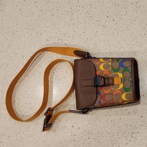 Coach Pride Collection Track Small Flap Crossbody Rainbow Sig Canvas